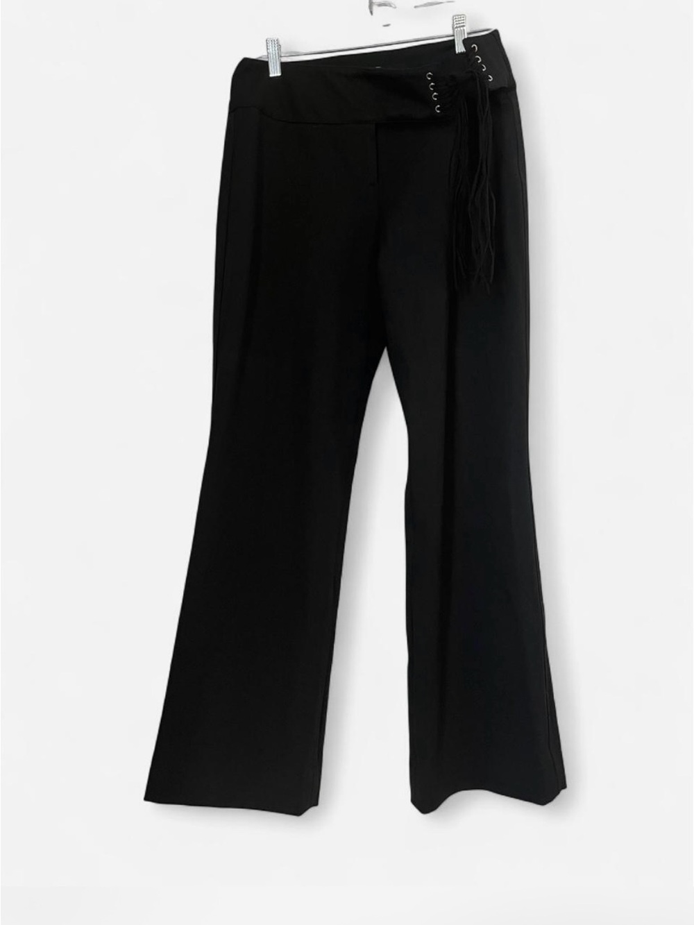 White House Black Market Black Lace-Up Wide Leg Pants